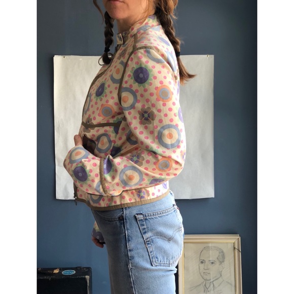 MOSCHINO Patel Print Moto Style Cotton Jacket - Picture 5 of 8